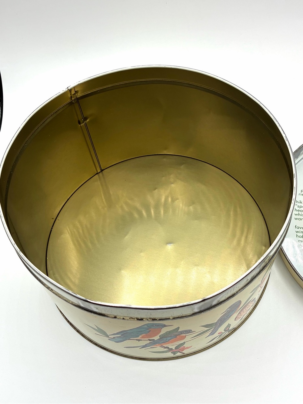 Vintage Tom Sturgis Bird Tin Round Metal Storage Box Cottagecore - Picture 16 of 16